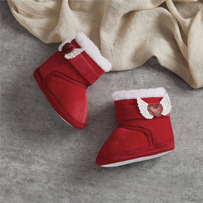 🧣❄️ Bottes d’Hiver Bébé – Chaudes &amp; Mignonnes – Bottines Bébé à Scratch avec Ailes en Cœur – 0 à 18 Mois – Unisexe™ - Planète bébé