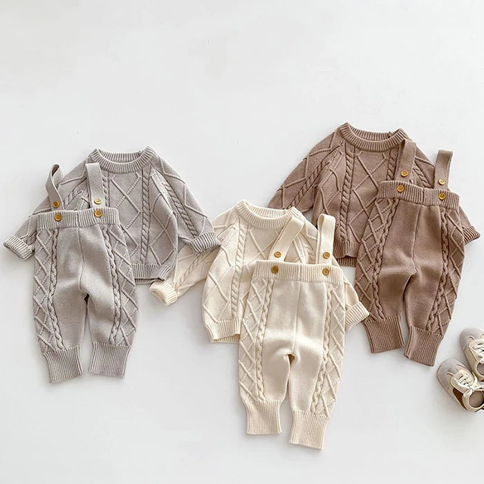 🧶🍂 Ensemble Bébé Tricoté – Style Coréen – Automne/Hiver – Unisexe 0-12 Mois™