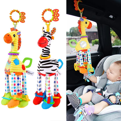 Soft Giraffe Zebra Animal Handbells Rattles Plush Infant Baby Development Handle Toys WIth Teether Baby Toy For Newborn Gifts™
