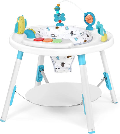 Centre d’Activité Bébé 3-en-1 – Tapis à Sauter et Table avec Jouets Amovibles et Siège Rotatif™