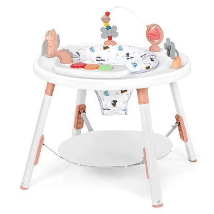Centre d’Activité Bébé 3-en-1 – Tapis à Sauter et Table avec Jouets Amovibles et Siège Rotatif™