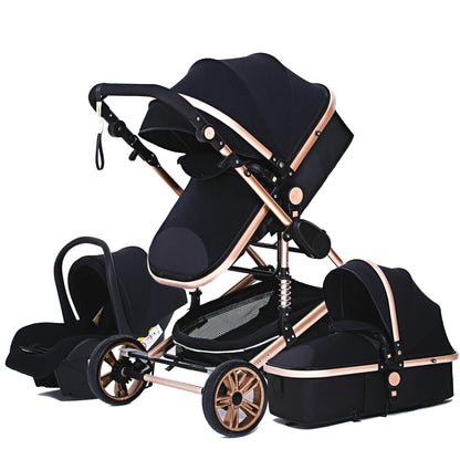 Poussette Bébé 3 en 1 Haute Vue – Pliable &amp; Confortable - Planète bébé