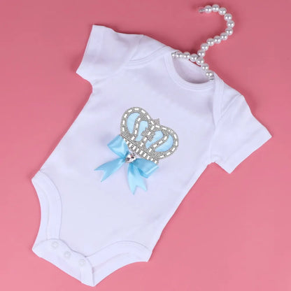 👶 Combinaison Bébé Unisexe Blanche – Motif Couronne Cristal – 3 à 24 Mois™ - Planète bébé