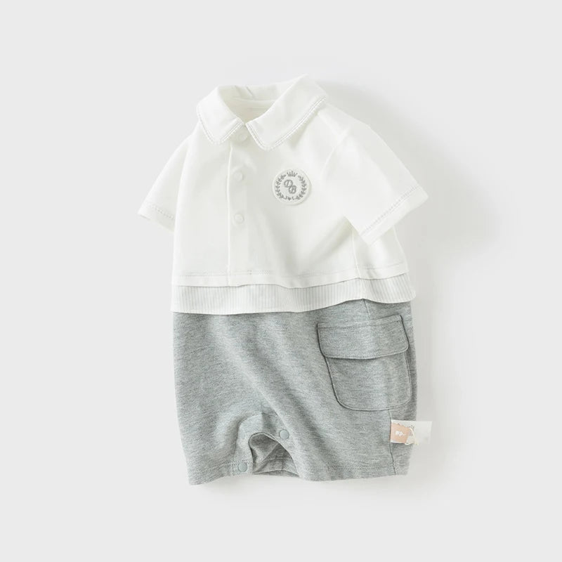 👶 Barboteuse Bébé Garçon Dave &amp; Bella – Manches Courtes – 100% Confort Été – 6 à 24 Mois ™ - Planète bébé