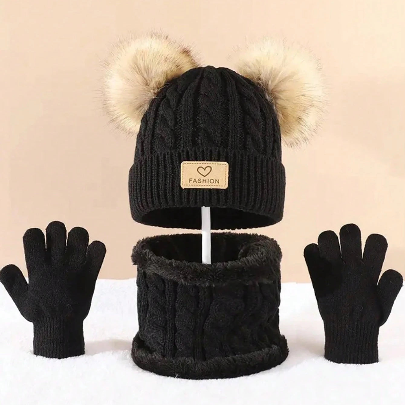 Ensemble bonnet et écharpe 3 pièces automne-hiver pour enfants™