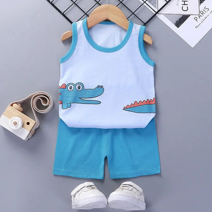 👕🌞 Ensemble Été Débardeur + Short pour Enfant – Coton Léger &amp; Motif Cartoon – Garçon &amp; Fille™
