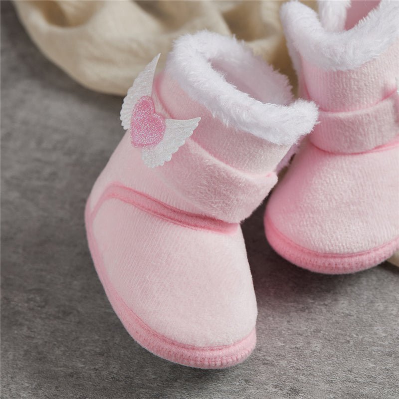 🧣❄️ Bottes d’Hiver Bébé – Chaudes &amp; Mignonnes – Bottines Bébé à Scratch avec Ailes en Cœur – 0 à 18 Mois – Unisexe™ - Planète bébé