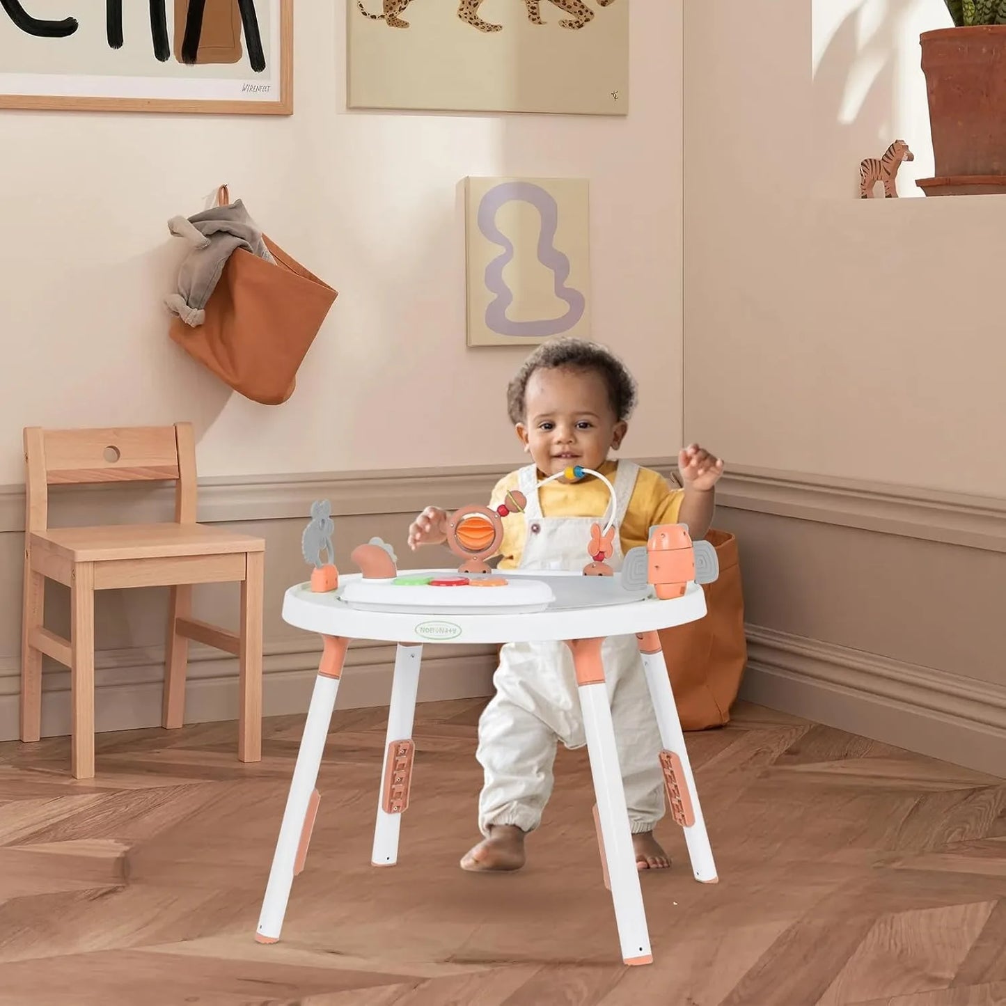 Centre d’Activité Bébé 3-en-1 – Tapis à Sauter et Table avec Jouets Amovibles et Siège Rotatif™