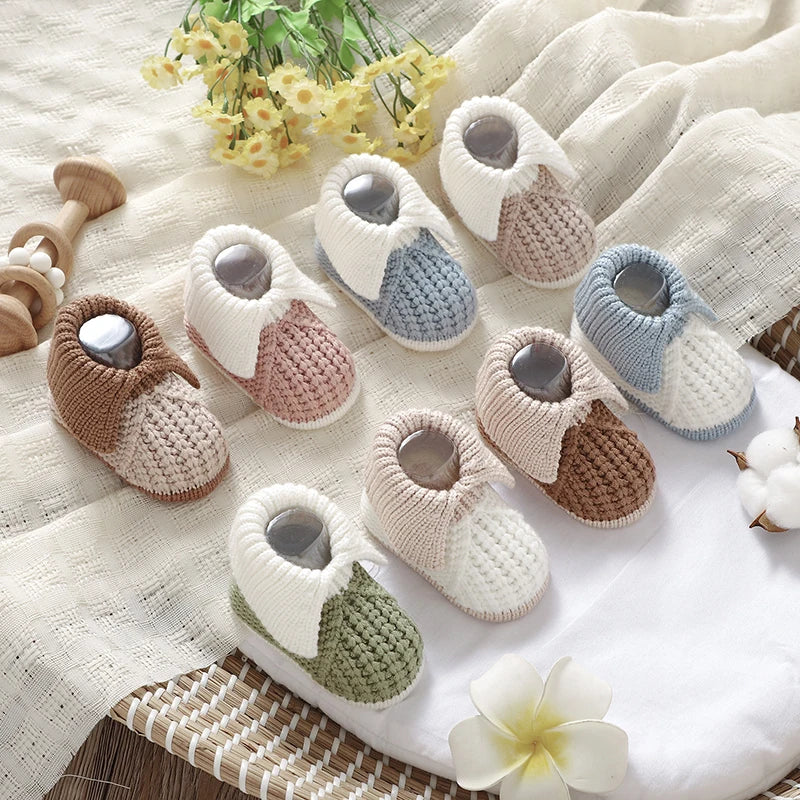 Chaussons Bébé Tricotés Chauds – Patchwork Mode & Faciles à Enfiler™