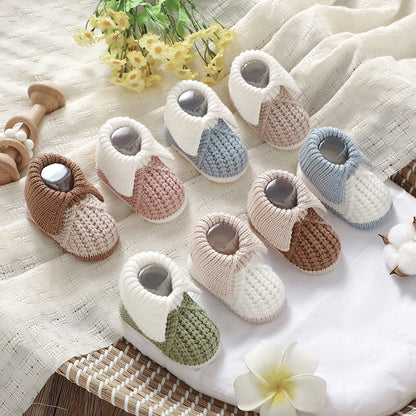 Chaussons Bébé Tricotés Chauds – Patchwork Mode & Faciles à Enfiler™