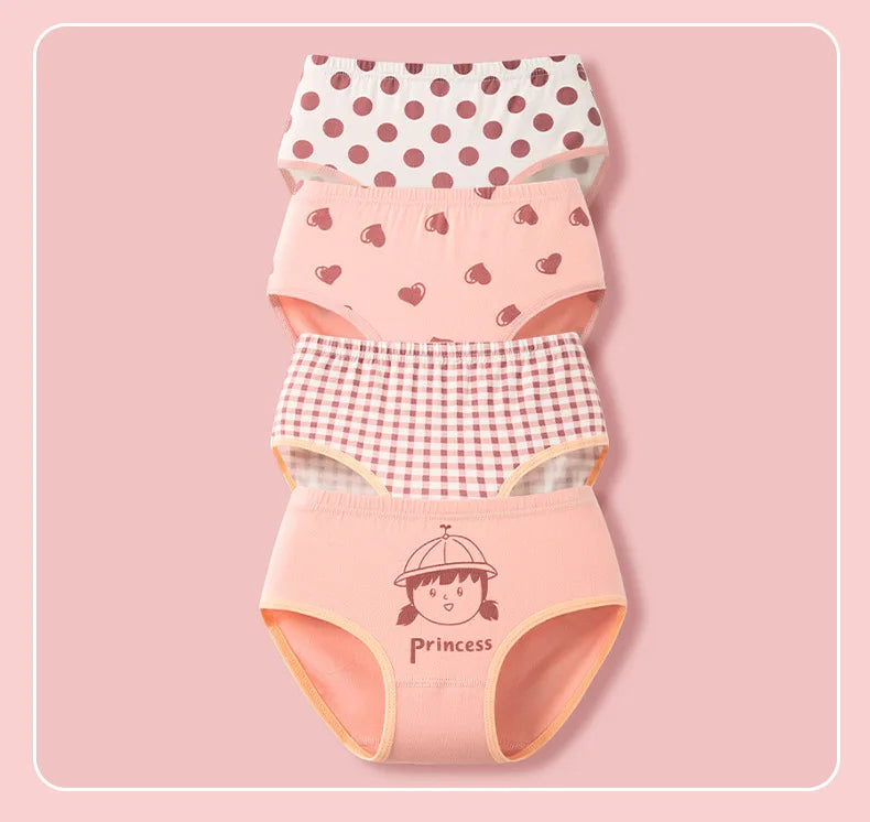 Lot de 4 Culottes Coton Filles – Motifs Cartoon Douces et Confortables™