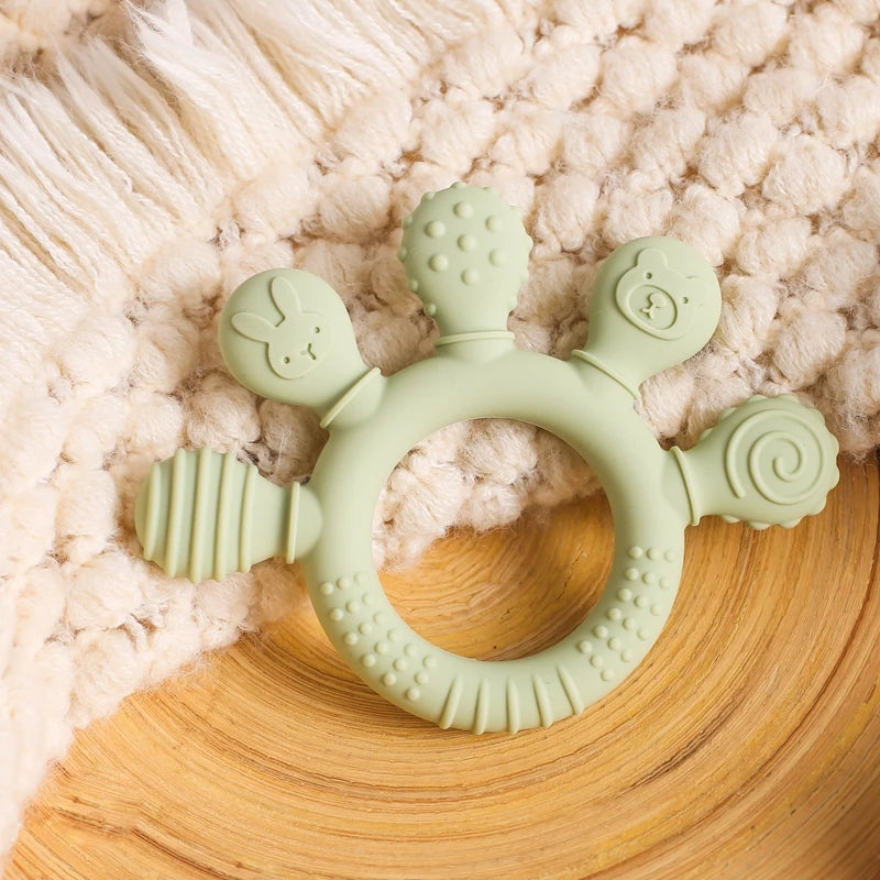 🦁👶 Anneau de Dentition en Silicone – Forme Animale Ludique – Apaisant &amp; Sensoriel™ - Planète bébé