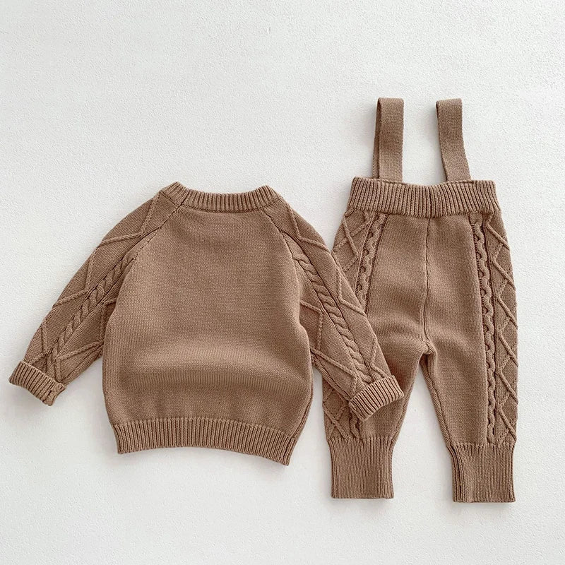 🧶🍂 Ensemble Bébé Tricoté – Style Coréen – Automne/Hiver – Unisexe 0-12 Mois™ - Planète bébé