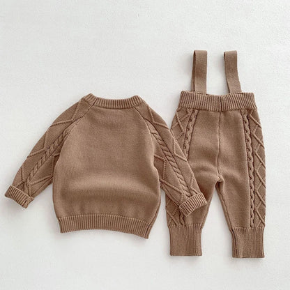 🧶🍂 Ensemble Bébé Tricoté – Style Coréen – Automne/Hiver – Unisexe 0-12 Mois™ - Planète bébé
