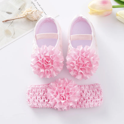 👣🎀 Chaussures Baptême Bébé Fille + Bandeau – Ensemble Dentelle Fleurie – Souples &amp; Respirantes – 0 à 12 Mois™