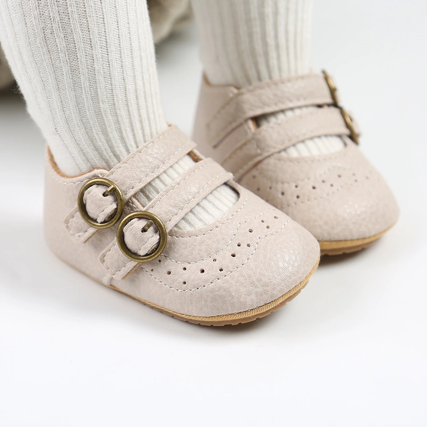 🍼 Chaussures Bébé en Cuir Rétro – Semelle Antidérapante – Meckior™