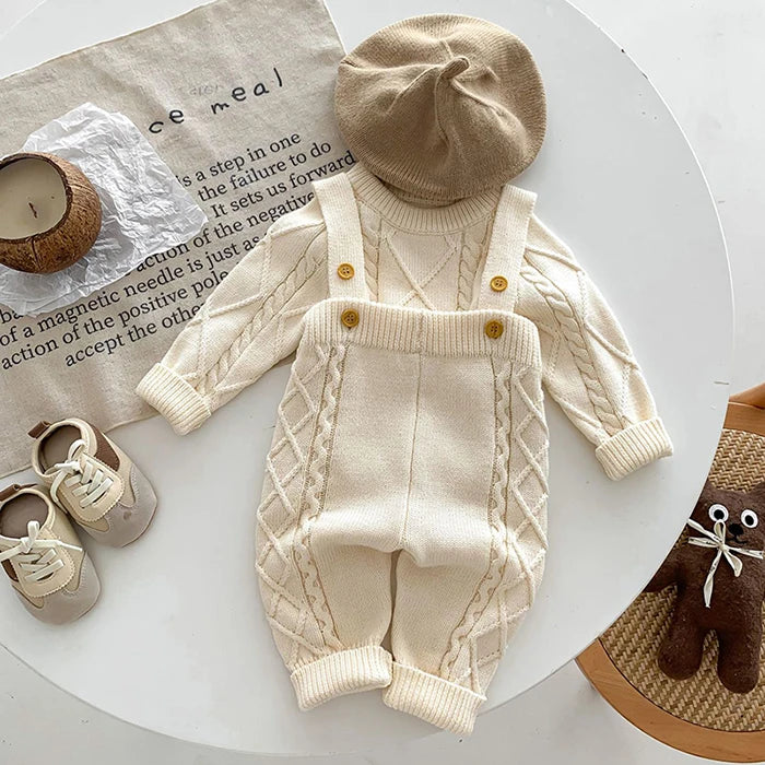 🧶🍂 Ensemble Bébé Tricoté – Style Coréen – Automne/Hiver – Unisexe 0-12 Mois™ - Planète bébé