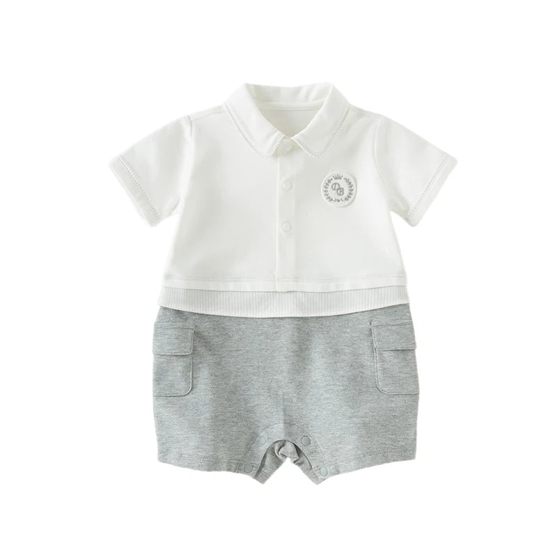 👶 Barboteuse Bébé Garçon Dave &amp; Bella – Manches Courtes – 100% Confort Été – 6 à 24 Mois ™ - Planète bébé