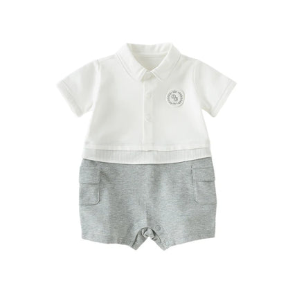 👶 Barboteuse Bébé Garçon Dave &amp; Bella – Manches Courtes – 100% Confort Été – 6 à 24 Mois ™ - Planète bébé