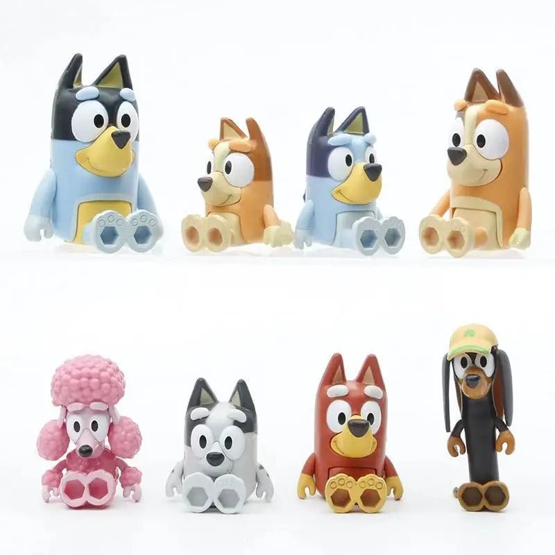 Figurines The Bluey Family – Set 8 ou 12 Pièces – Jouets de Dessin Animé Bleu – Cadeau Anniversaire ou Noël Enfant™ - Planète bébé