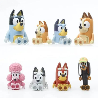 Figurines The Bluey Family – Set 8 ou 12 Pièces – Jouets de Dessin Animé Bleu – Cadeau Anniversaire ou Noël Enfant™ - Planète bébé