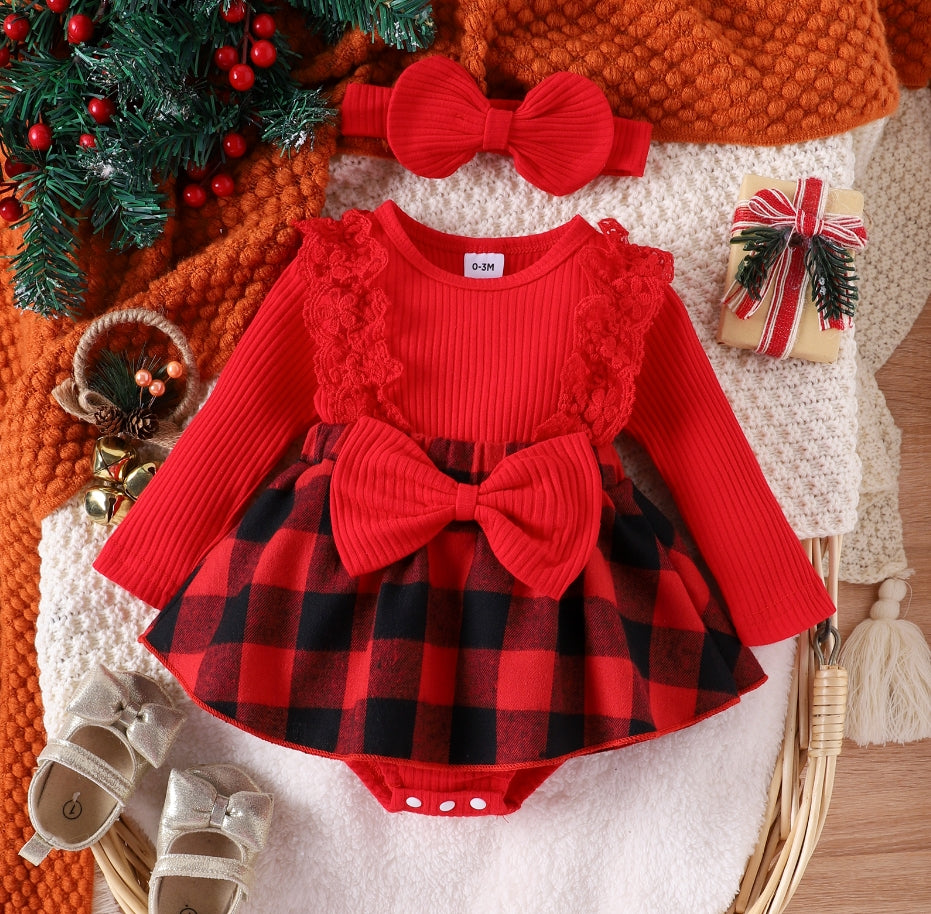 Combinaison Bébé Fille Noël – Barboteuse à Volants avec Jupe et Bandeau™