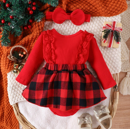 Combinaison Bébé Fille Noël – Barboteuse à Volants avec Jupe et Bandeau™