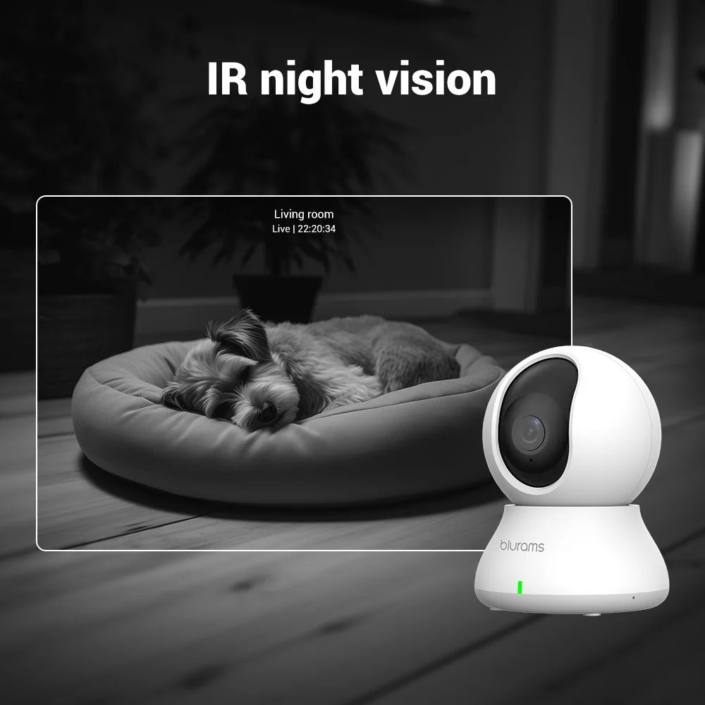 Blurams 2.4＆5G WiFi Indoor Camera, 2K, 360° PTZ Pet Dog IP CCTV Camera with Phone App, 2 - Way Talk, Night Vision, for Home Securi™ - Planète bébé