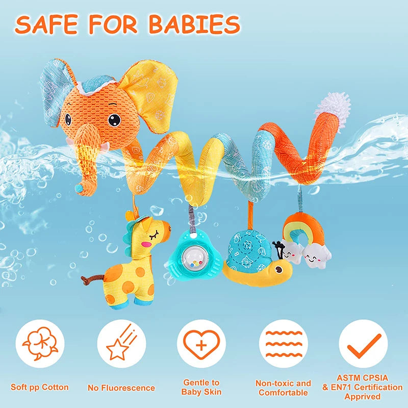 🚗🧸 Jouet de Voiture pour Bébé – Miroir, Grelot, Bruit de Papier &amp; Poignée Squeaky – Jouet d’Éveil pour Siège Auto ou Poussette™