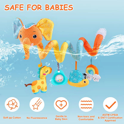 🚗🧸 Jouet de Voiture pour Bébé – Miroir, Grelot, Bruit de Papier &amp; Poignée Squeaky – Jouet d’Éveil pour Siège Auto ou Poussette™