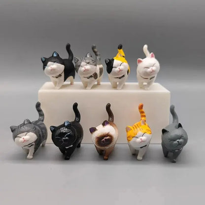 Lot de 9 Figurines Chat Kawaii avec Clochette