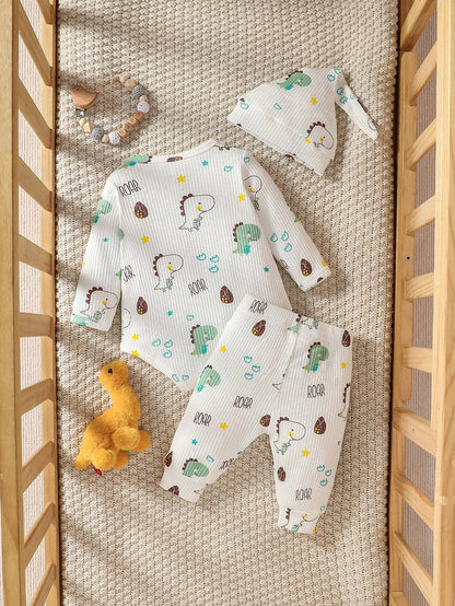 👶🍂 Ensemble Bébé Garçon 2 Pièces + Bonnet – Manches Longues – Automne | Confort Coton Doux™