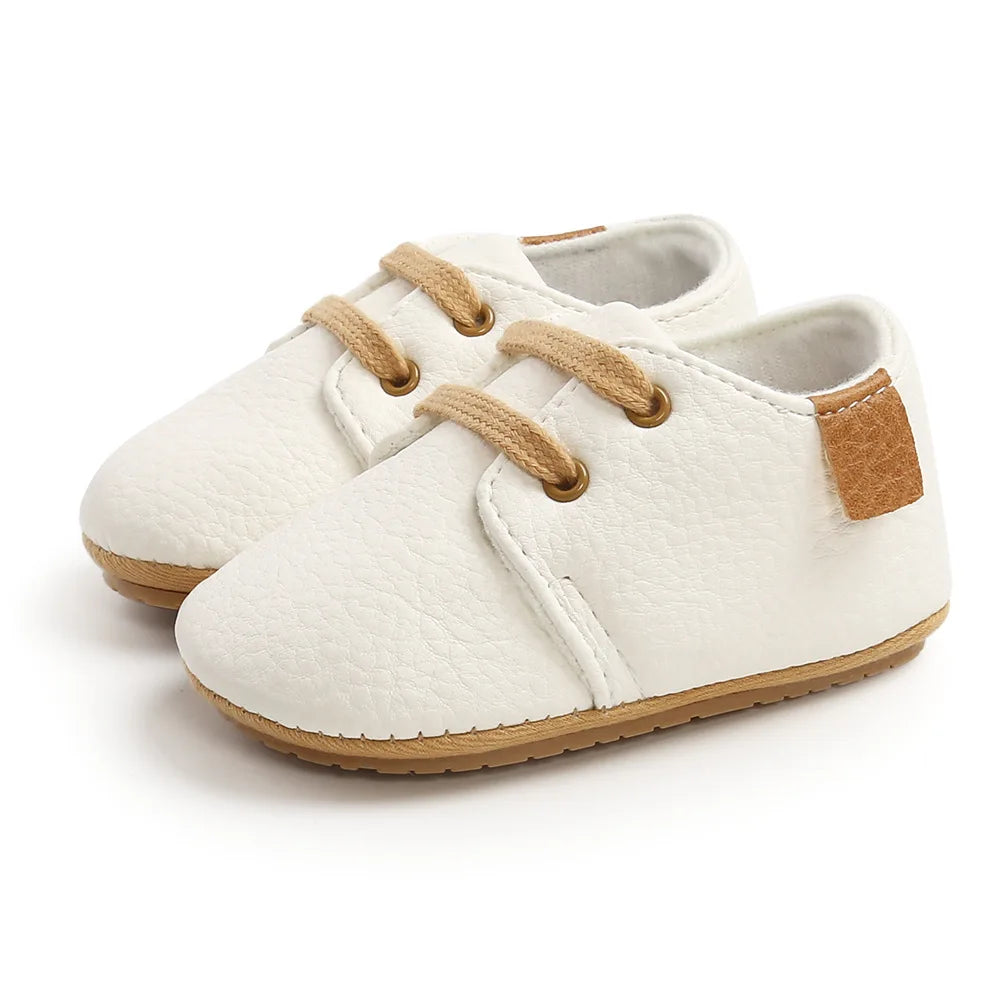 🍼 Chaussures Bébé en Cuir Rétro – Semelle Antidérapante – Meckior™
