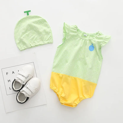 👶🎀 Ensemble Body &amp; Chapeau pour Bébé – Été – Coton Doux – Imprimé Adorable – 0 à 12 Mois™