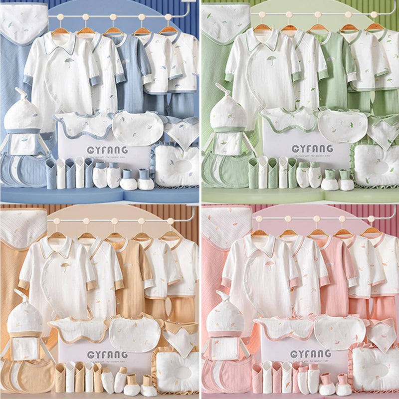 Set Naissance 28 Pièces Bébé 100% Coton – Ensemble Complé Neutre Garçon Fille Toutes Saisons™