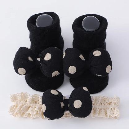 Baby Girl Headbands Socks 2Pcs/Set Sweet Cute Bow Newborn Baby Headband Elasitc Hair Bands Hair Accessories Xmas Gift™ - Planète bébé