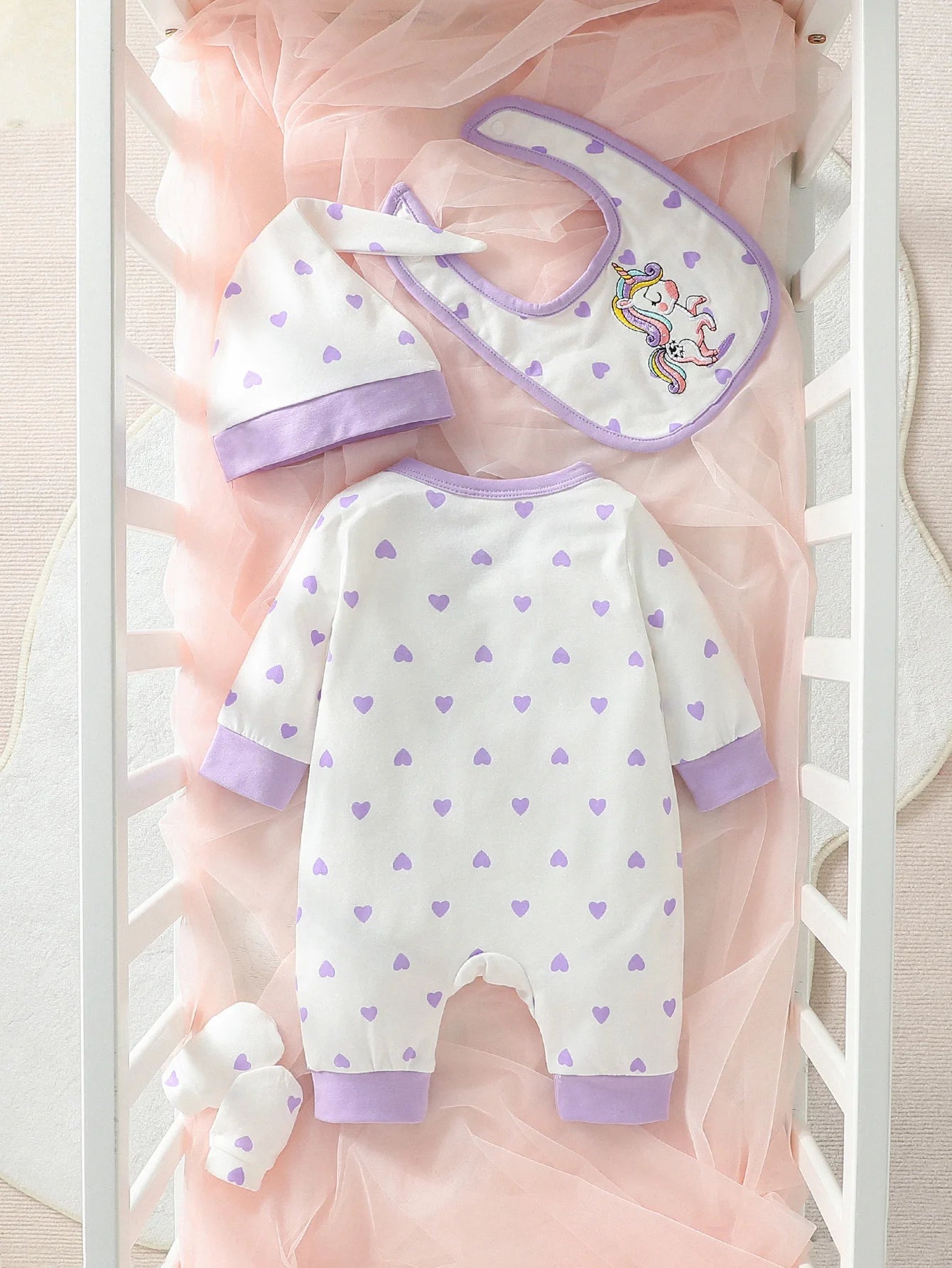 Ensemble Bébé Fille™ – 4 Pièces Polka Dot avec Patch Ours - Planète bébé