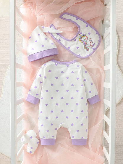Ensemble Bébé Fille™ – 4 Pièces Polka Dot avec Patch Ours - Planète bébé