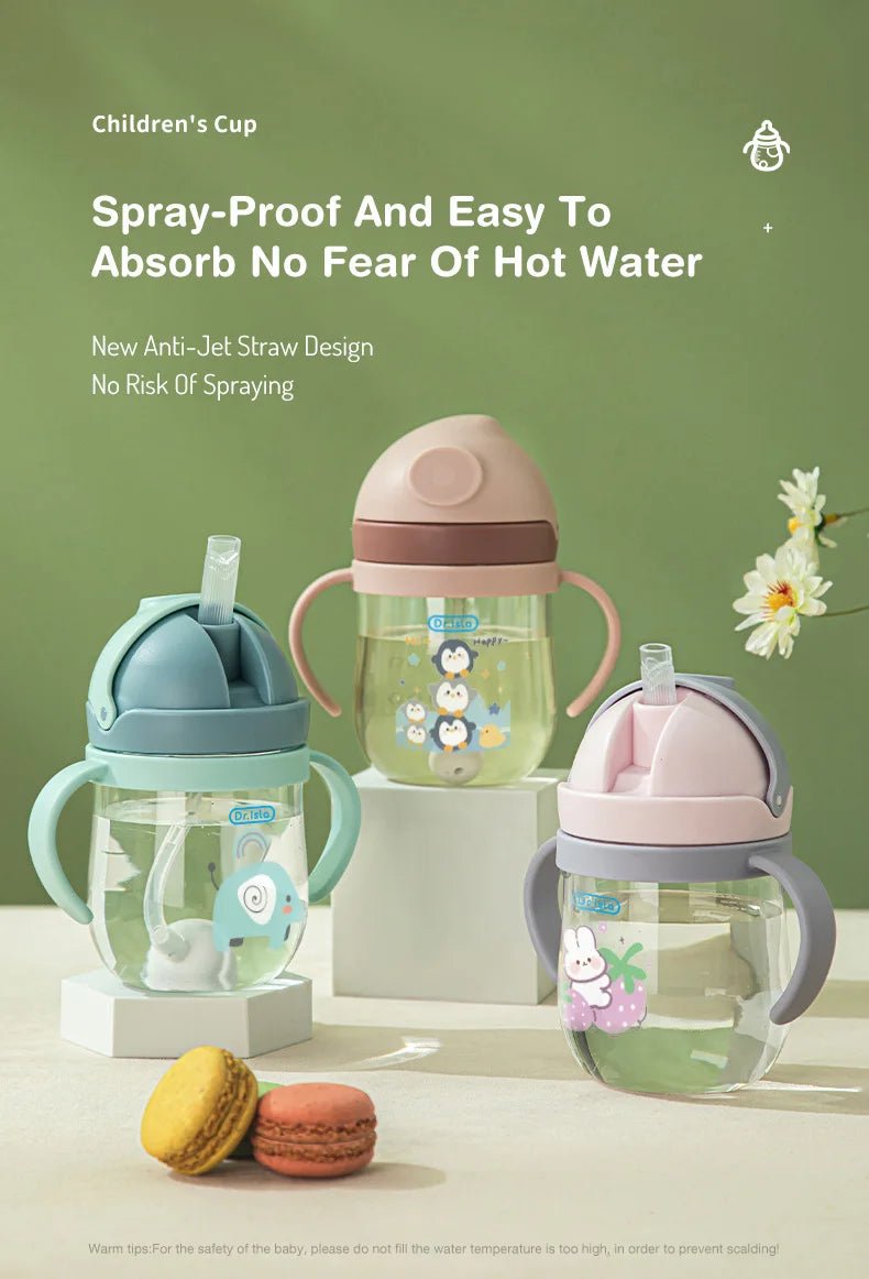 🍼💧 Tasse d’Apprentissage avec Paille – 250 ml | Design Animal Amusant | Sans BPA | Poignées Ergonomiques™ - Planète bébé