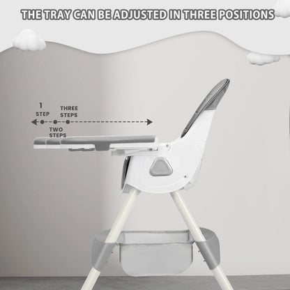 Chaise Haute Bébé Pliable 6 Mois+ avec Grand Pad Antidérapant et Porte-Jouets – Facile à Nettoyer – Modèle E500™