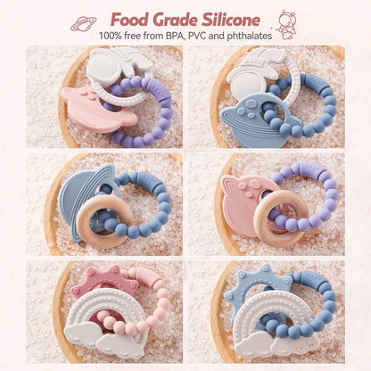 🪐👶 Anneau de Dentition Bébé – Silicone Alimentaire – Bracelet Sensoriel Planète – Dès 0 Mois™ - Planète bébé