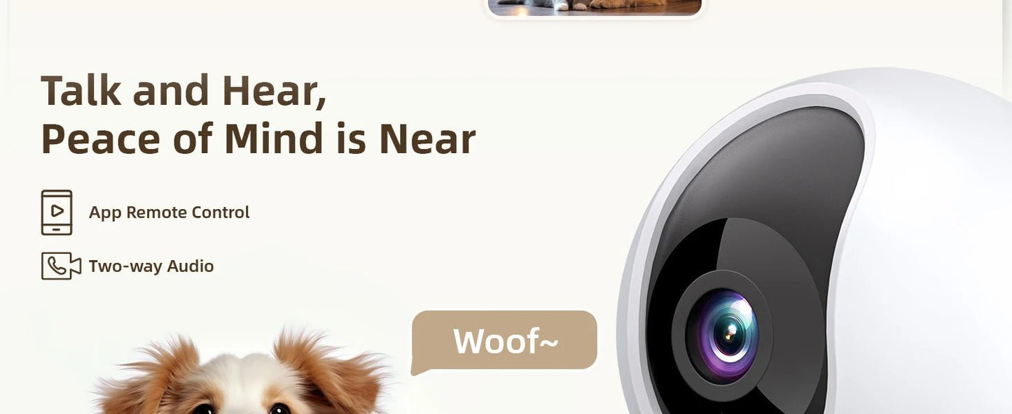 Blurams 2.4＆5G WiFi Indoor Camera, 2K, 360° PTZ Pet Dog IP CCTV Camera with Phone App, 2 - Way Talk, Night Vision, for Home Securi™ - Planète bébé