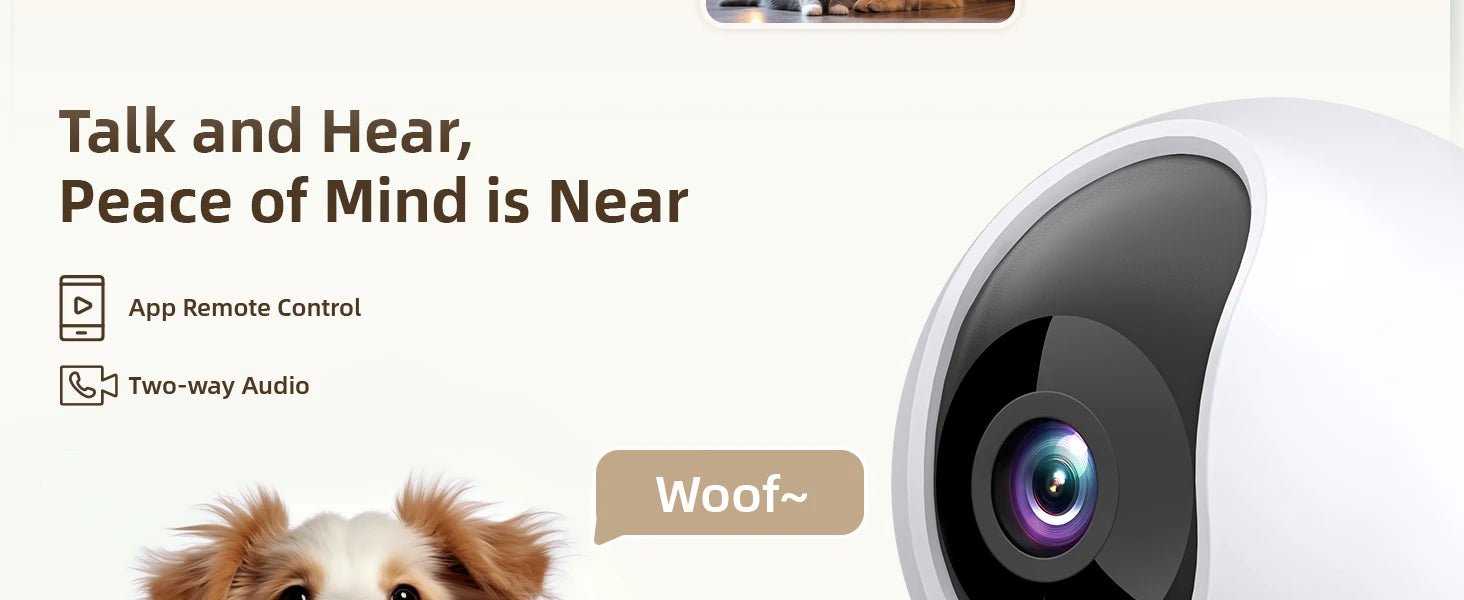 Blurams 2.4＆5G WiFi Indoor Camera, 2K, 360° PTZ Pet Dog IP CCTV Camera with Phone App, 2 - Way Talk, Night Vision, for Home Securi™ - Planète bébé