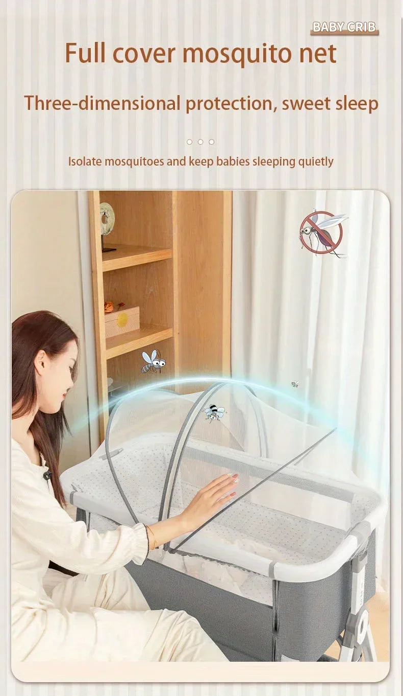 🛏️👶 Lit Bébé Multifonction – Berceau Portatif avec Réglage en Hauteur &amp; Fonction Bascule – Lit d’Appoint Pliable™