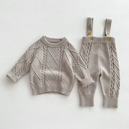 🧶🍂 Ensemble Bébé Tricoté – Style Coréen – Automne/Hiver – Unisexe 0-12 Mois™ - Planète bébé
