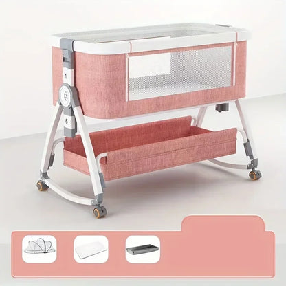 🛏️👶 Lit Bébé Multifonction – Berceau Portatif avec Réglage en Hauteur &amp; Fonction Bascule – Lit d’Appoint Pliable™