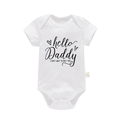 👶💌 Body Bébé Annonce Grossesse – "Hello Daddy, I Can't Wait to Meet You" – 100% Coton Doux™