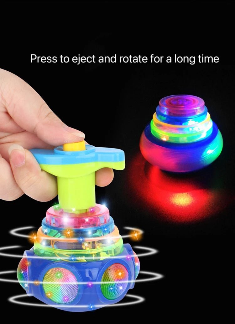 🔮 Gyroscope Musical Lumineux – Toupie Tournante avec Lumières LED &amp; Musique – Couleur Aléatoire™ - Planète bébé