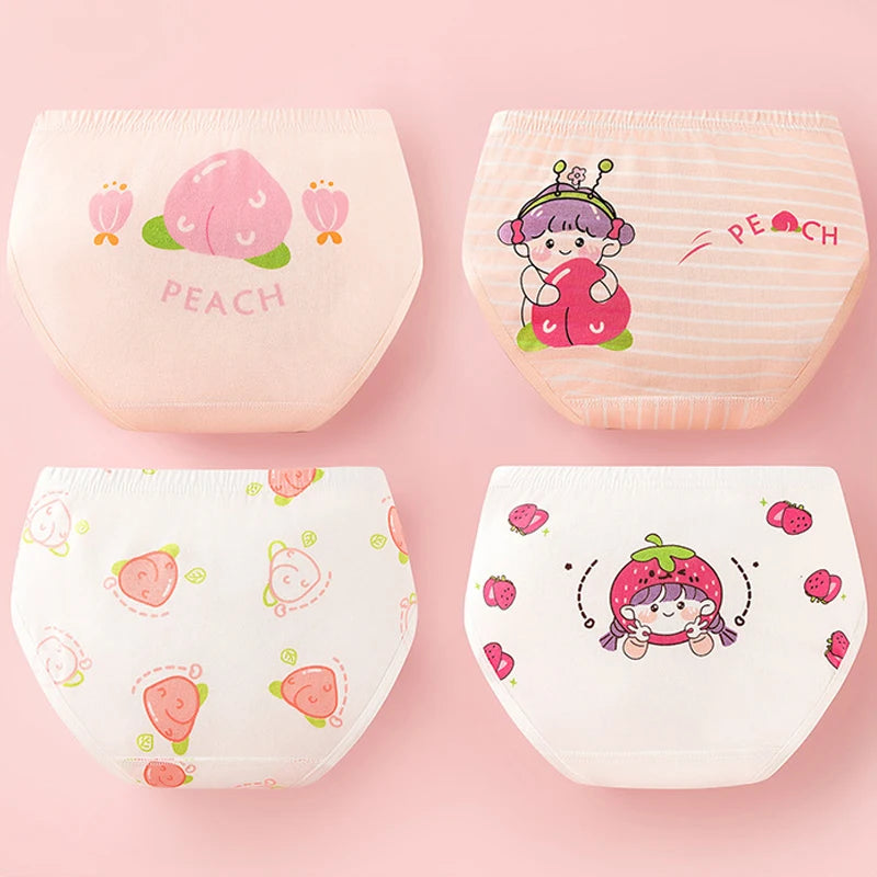 Lot de 4 Culottes Coton Filles – Motifs Cartoon Douces et Confortables™