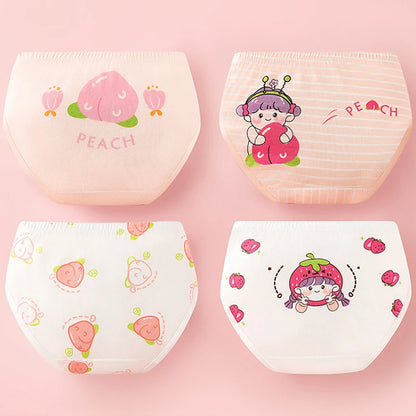 Lot de 4 Culottes Coton Filles – Motifs Cartoon Douces et Confortables™